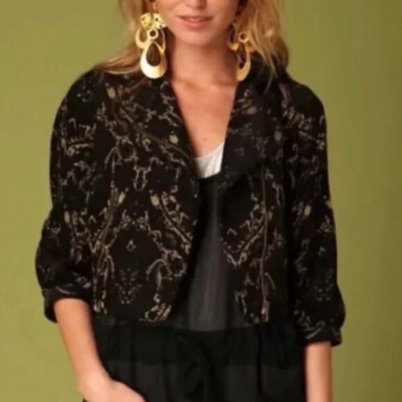 FREE PEOPLE Mystic Brocade Cropped Jacket Size 8 - Picture 4 of 10